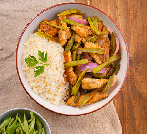 Saltado de porotos verdes