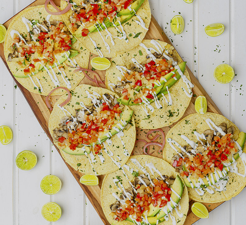 Tortillas con sofrito y champiñones